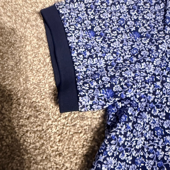 Ralph Lauren Men's Blue and White Patterned Polo Shirt - Picture 6 of 7